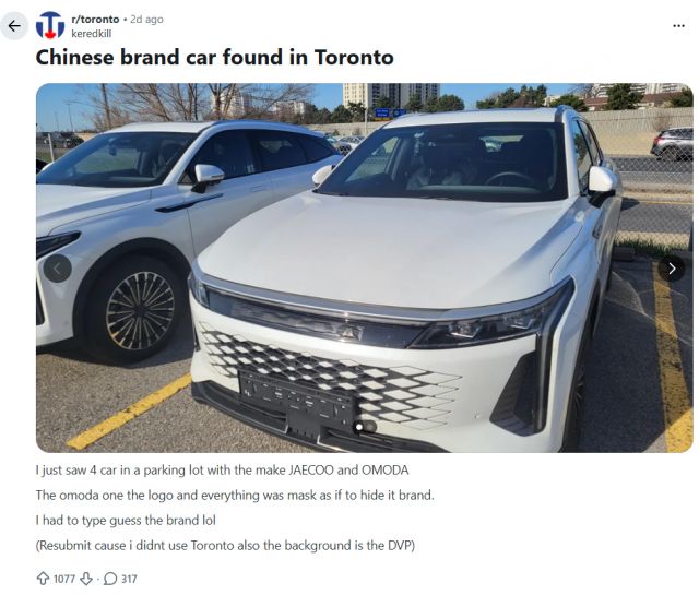 来了! 中国电动车现身加拿大, 照片曝光!